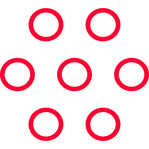 7 red circles icon.